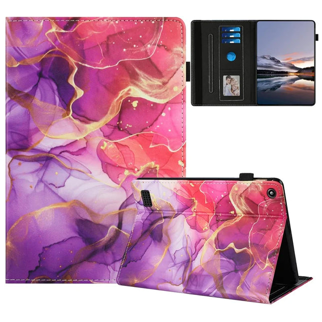 Tablet Case For Amazon Fire HD 8 (2018) / (2017) / (2016) Pattern Leather Cover with Auto Sleep / Wake, Card Holder - Pink Gold Marble