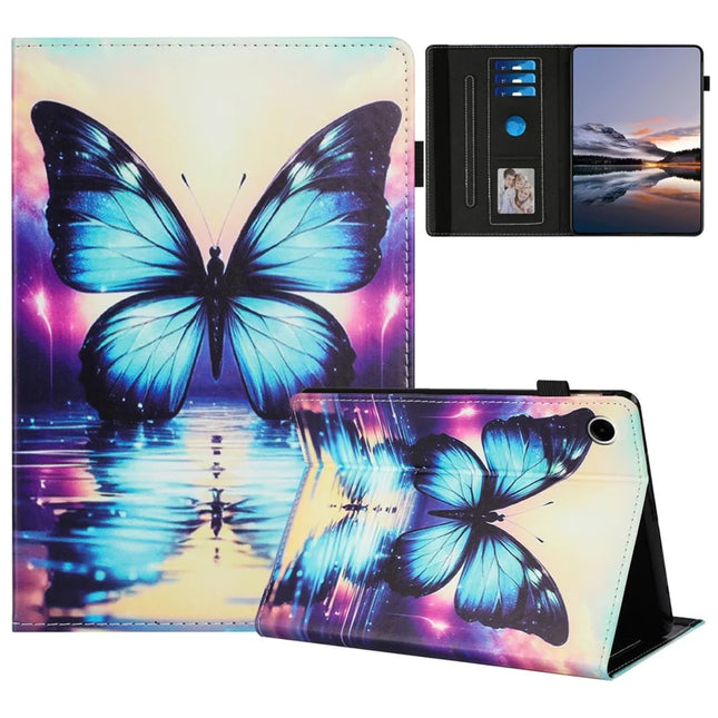 For Lenovo M10 Plus TB-X606F Case Pattern Leather Tablet Cover with Auto Sleep / Wake, Card Holder - Flower Fox