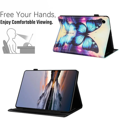 For Lenovo M10 Plus TB-X606F Case Pattern Leather Tablet Cover with Auto Sleep / Wake, Card Holder