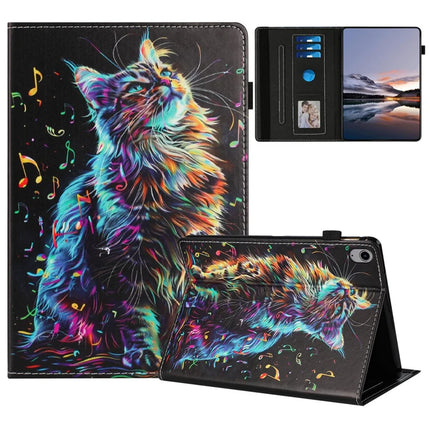 For Lenovo Tab P11 Gen 2 Case Pattern Leather Tablet Cover with Auto Sleep / Wake, Card Holder - Musical Note Cat