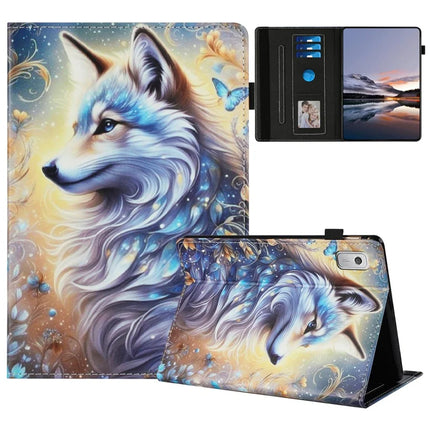 For Lenovo Tab M9 Case Pattern Leather Tablet Cover with Auto Sleep / Wake, Card Holder - White Wolf