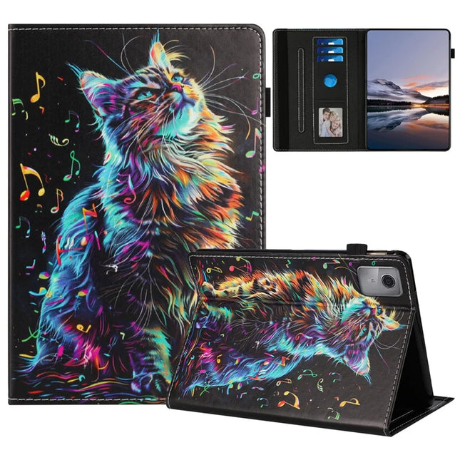 Tablet Case For Lenovo Tab M11 / Xiaoxin Pad 11 2024 Pattern Leather Cover with Auto Sleep / Wake, Card Holder - Flower Fox