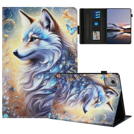 Tablet Case For Lenovo Tab M11 / Xiaoxin Pad 11 2024 Pattern Leather Cover with Auto Sleep / Wake, Card Holder - White Wolf