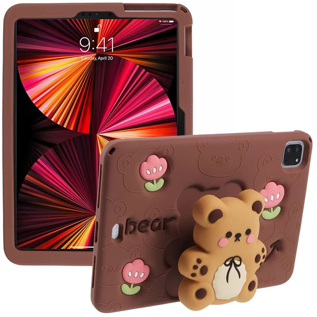 Silicone Case for iPad Air 11 (2024) / Air (2022) / (2020) / iPad Pro 11 (2024) / (2022) / (2021) / (2020) / (2018) Bear Kickstand Cover