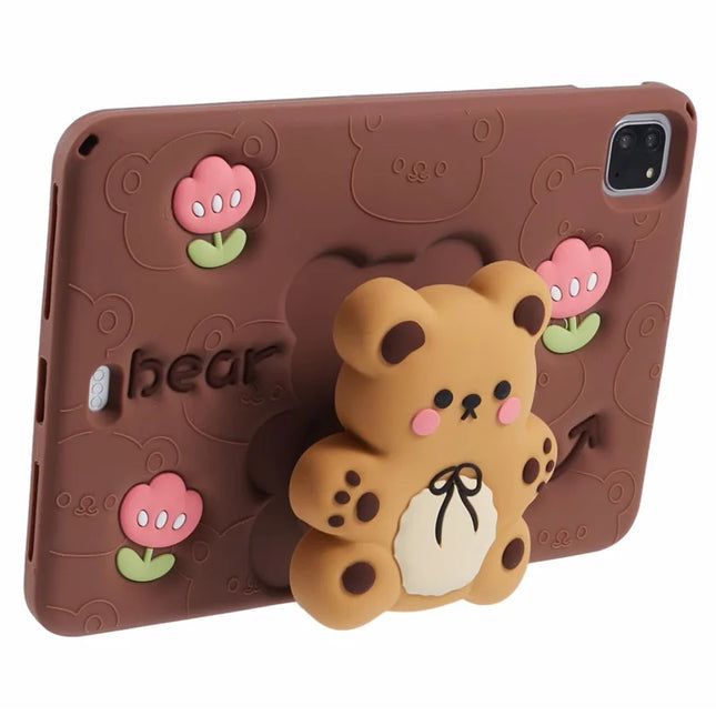 Silicone Case for iPad Air 11 (2024) / Air (2022) / (2020) / iPad Pro 11 (2024) / (2022) / (2021) / (2020) / (2018) Bear Kickstand Cover