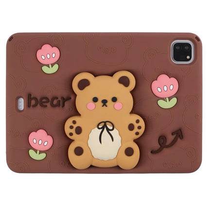 Silicone Case for iPad Air 11 (2024) / Air (2022) / (2020) / iPad Pro 11 (2024) / (2022) / (2021) / (2020) / (2018) Bear Kickstand Cover