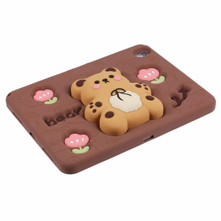 For iPad 10.9 (2022) Silicone Case Bear Kickstand Tulip Tablet Cover