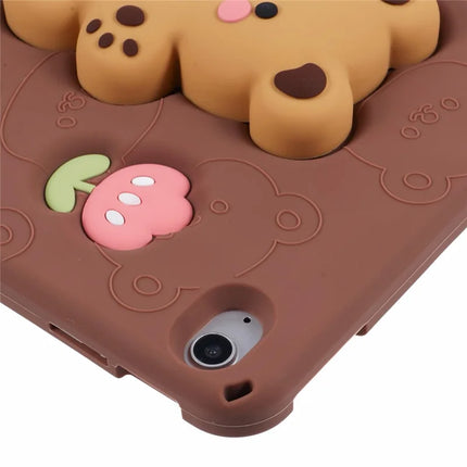 For iPad 10.9 (2022) Silicone Case Bear Kickstand Tulip Tablet Cover