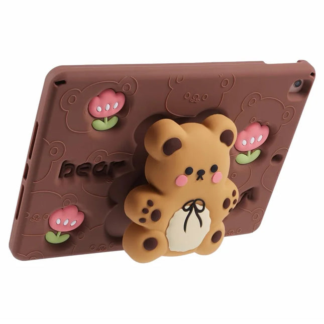 Silicone Case for iPad 10.2 (2021) / (2020) / (2019) / iPad Air 10.5 inch (2019) / Pro 10.5-inch (2017) Bear Kickstand Tulip Tablet Cover