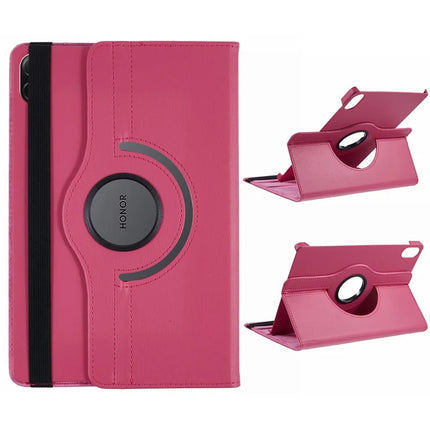 For Honor Pad X8a / Pad X9 Case Rotating Stand PU Leather+PC Tablet Cover with Elastic Band - Rose