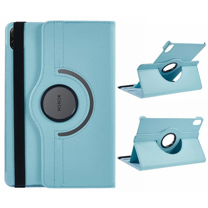 For Honor Pad X8a / Pad X9 Case Rotating Stand PU Leather+PC Tablet Cover with Elastic Band - Baby Blue