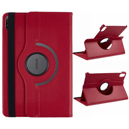 For Honor Pad X8a / Pad X9 Case Rotating Stand PU Leather+PC Tablet Cover with Elastic Band - Red