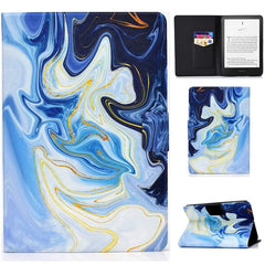 For Amazon Kindle Paperwhite (2024) Case Stand Pattern Printed Leather Cover - Blue Marble