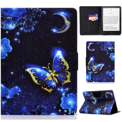 For Amazon Kindle Paperwhite (2024) Case Stand Pattern Printed Leather Cover - Blue Butterfly