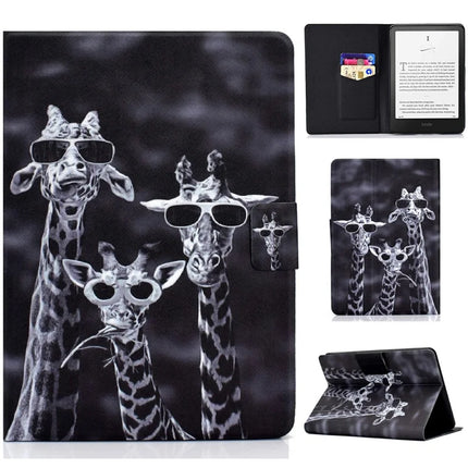 For Amazon Kindle Paperwhite (2024) Case Stand Pattern Printed Leather Cover - Three Giraffes