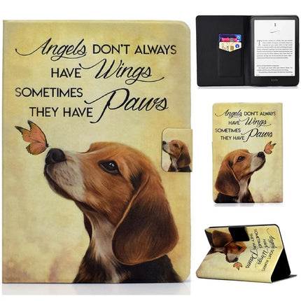 For Amazon Kindle Paperwhite (2024) Case Stand Pattern Printed Leather Cover - Butterfly and Dog