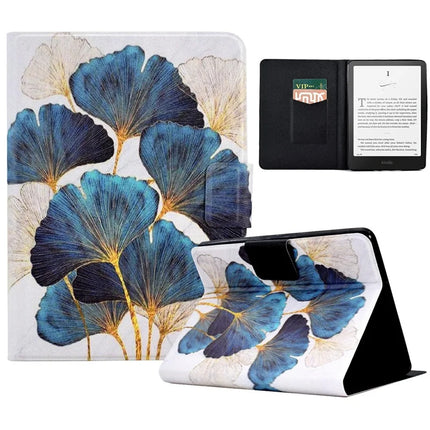 For Amazon Kindle Paperwhite (2024) Case Stand Pattern Printed Leather Cover - Leaves