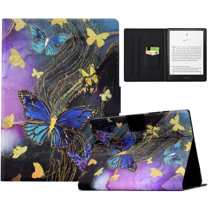 For Amazon Kindle Paperwhite (2024) Case Pattern Print Leather E-Reader Cover - Golden Butterflies