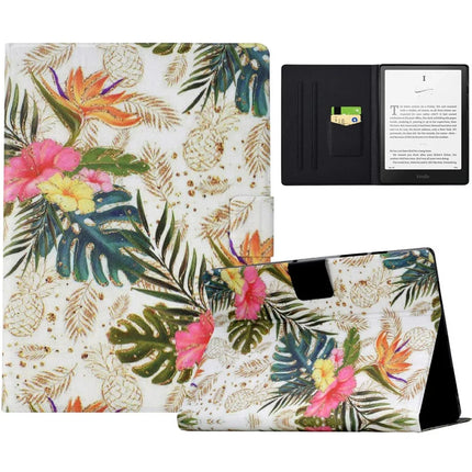 For Amazon Kindle Paperwhite (2024) Case Pattern Print Leather E-Reader Cover - Golden Pineapple