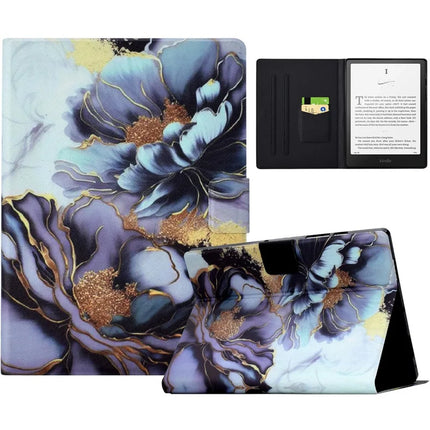 For Amazon Kindle Paperwhite (2024) Case Pattern Print Leather E-Reader Cover - Peony Flower