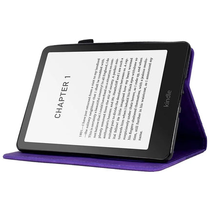 For Amazon Kindle Paperwhite (2024) Case Card Slots Leather E-Reader Cover Block Pattern