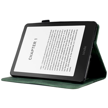 For Amazon Kindle Paperwhite (2024) Case Card Slots Leather E-Reader Cover Block Pattern
