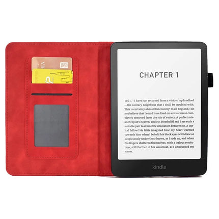 For Amazon Kindle Paperwhite (2024) Case Card Slots Leather E-Reader Cover Block Pattern