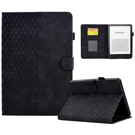For Amazon Kindle Paperwhite (2024) Case Card Slots Leather E-Reader Cover Block Pattern - Black