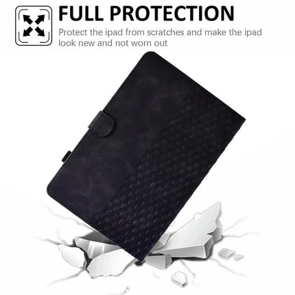 For Amazon Kindle Paperwhite (2024) Case Card Slots Leather E-Reader Cover Block Pattern