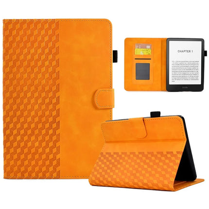 For Amazon Kindle Paperwhite (2024) Case Card Slots Leather E-Reader Cover Block Pattern - Khaki