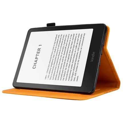 For Amazon Kindle Paperwhite (2024) Case Card Slots Leather E-Reader Cover Block Pattern