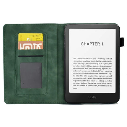 For Amazon Kindle Paperwhite (2024) Case Flower Butterfly Imprinted Card Slots Leather Cover