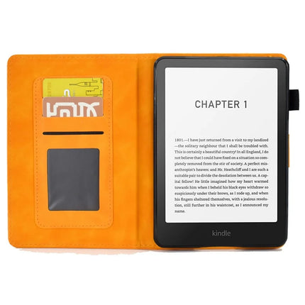 For Amazon Kindle Paperwhite (2024) Case Flower Butterfly Imprinted Card Slots Leather Cover