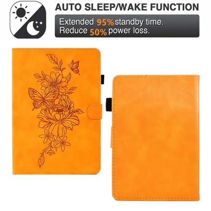 For Amazon Kindle Paperwhite (2024) Case Flower Butterfly Imprinted Card Slots Leather Cover