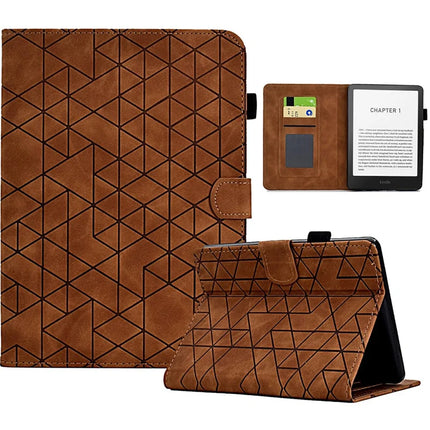 For Amazon Kindle Paperwhite (2024)) Case Card Slots Stand Rhombus Auto Wake / Sleep Leather E-Reader Cover - Brown