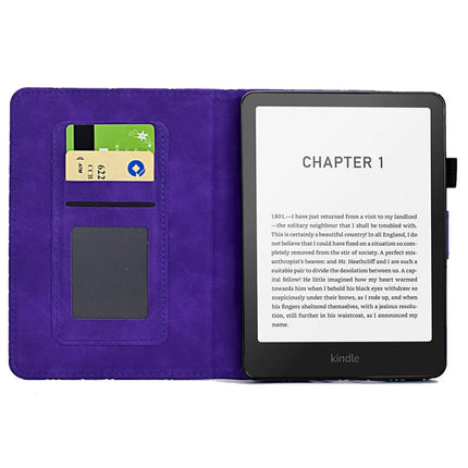 For Amazon Kindle Paperwhite (2024)) Case Card Slots Stand Rhombus Auto Wake / Sleep Leather E-Reader Cover