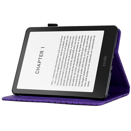 For Amazon Kindle Paperwhite (2024)) Case Card Slots Stand Rhombus Auto Wake / Sleep Leather E-Reader Cover