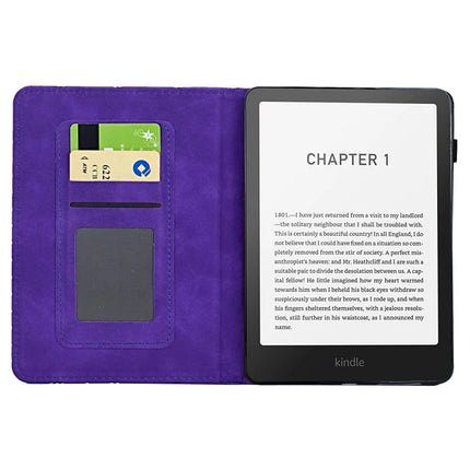 For Amazon Kindle Paperwhite (2024) Case Flower Bird Imprinted Card Holder Leather E-Reader Cover