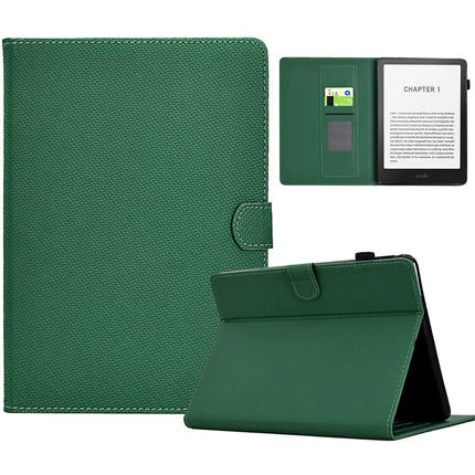 For Amazon Kindle Paperwhite (2024) Case Carbon Fiber Texture PU Leather Cover Stand View - Green