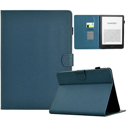 For Amazon Kindle Paperwhite (2024) Case Carbon Fiber Texture PU Leather Cover Stand View - Sapphire