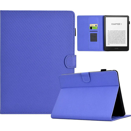 For Amazon Kindle Paperwhite (2024) Case Carbon Fiber Texture PU Leather Cover Stand View - Purple