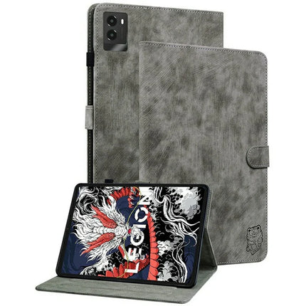 For Lenovo Legion Y700 (2025) Cases Tiger Imprint Anti-Scratch PU Leather Tablet Cover - Grey