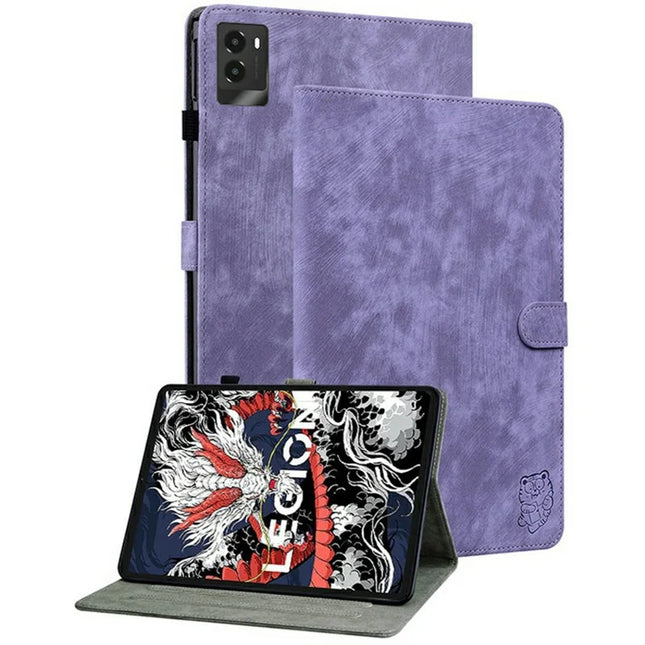 For Lenovo Legion Y700 (2025) Cases Tiger Imprint Anti-Scratch PU Leather Tablet Cover - Purple
