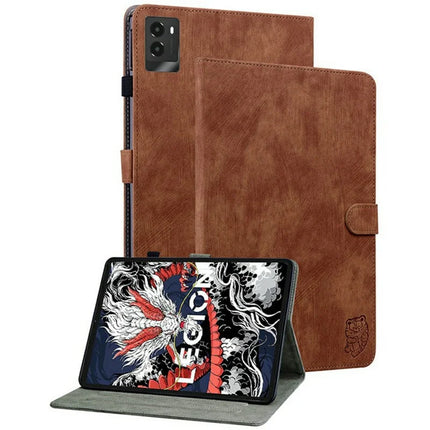 For Lenovo Legion Y700 (2025) Cases Tiger Imprint Anti-Scratch PU Leather Tablet Cover - Brown