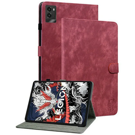 For Lenovo Legion Y700 (2025) Cases Tiger Imprint Anti-Scratch PU Leather Tablet Cover - Red