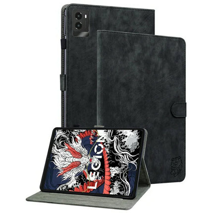 For Lenovo Legion Y700 (2025) Cases Tiger Imprint Anti-Scratch PU Leather Tablet Cover - Black