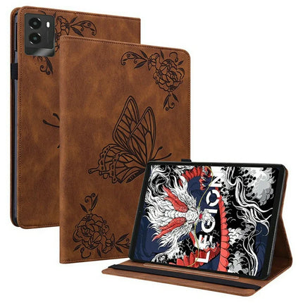 For Lenovo Legion Y700 (2025) Case Butterfly Flower Imprint PU Leather Tablet Cover with Card Slots - Brown