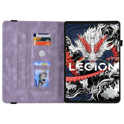 For Lenovo Legion Y700 (2025) Case Butterfly Flower Imprint PU Leather Tablet Cover with Card Slots