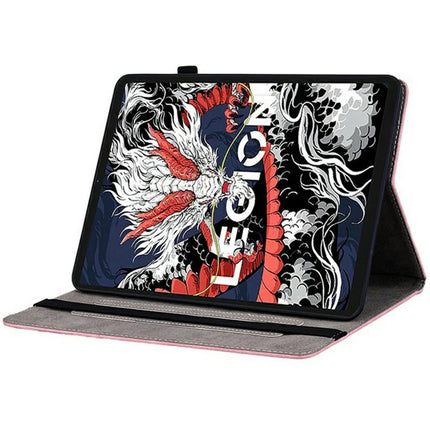 For Lenovo Legion Y700 (2025) Case Card Holder Anti-Scratch Leather Cover Rose Flower Imprint