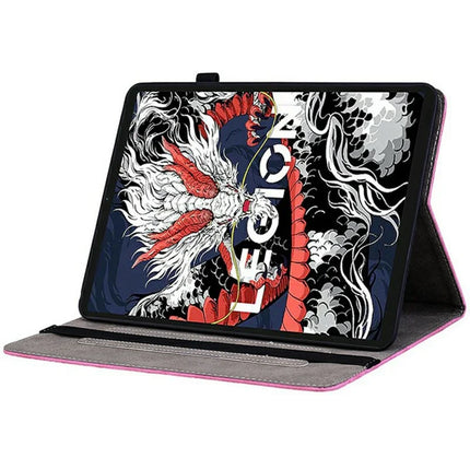 For Lenovo Legion Y700 (2025) Case Card Holder Anti-Scratch Leather Cover Rose Flower Imprint